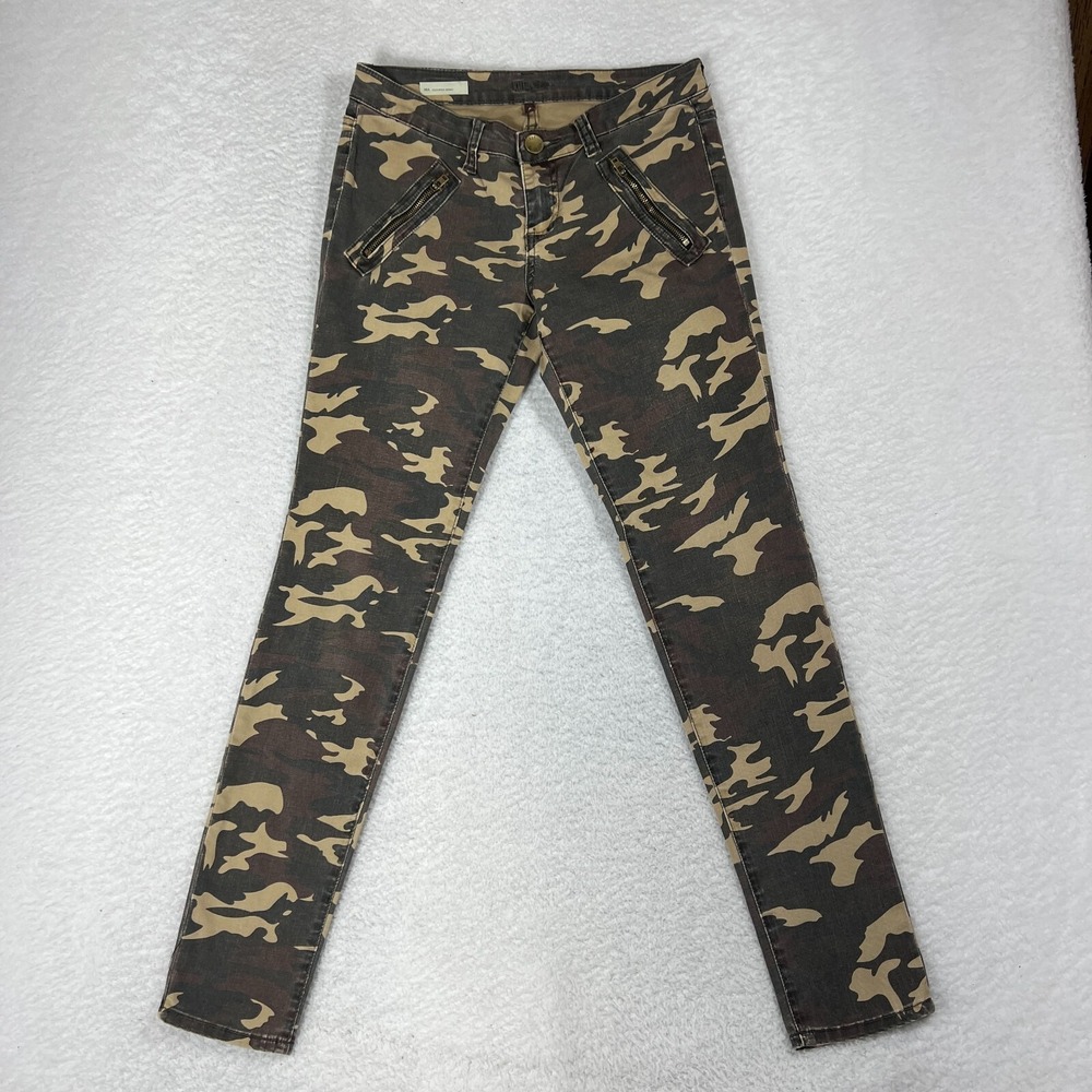 Kut From The Kloth Jeans Women 4 W28.5x29.5 Brown Camo Mia Toothpick Skinny Zip